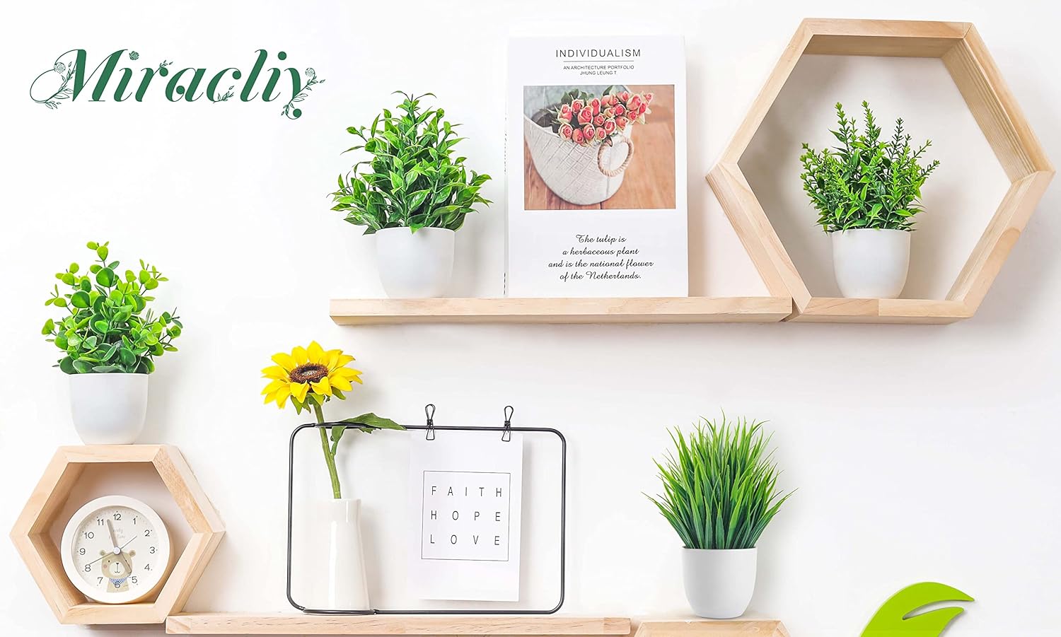 Miracliy 4 Pack Artificial Plants for Indoor Decor