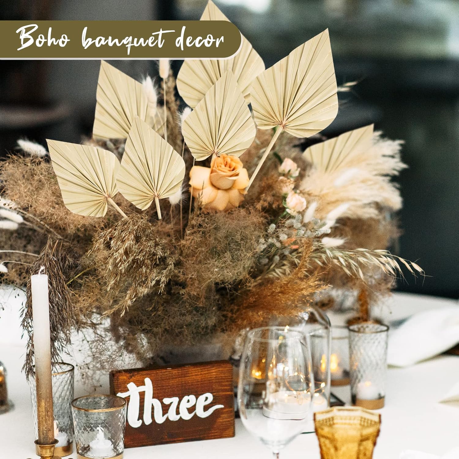 Cenkaiyang 10 Pcs Boho Dried Palm Spears Leaves Decor