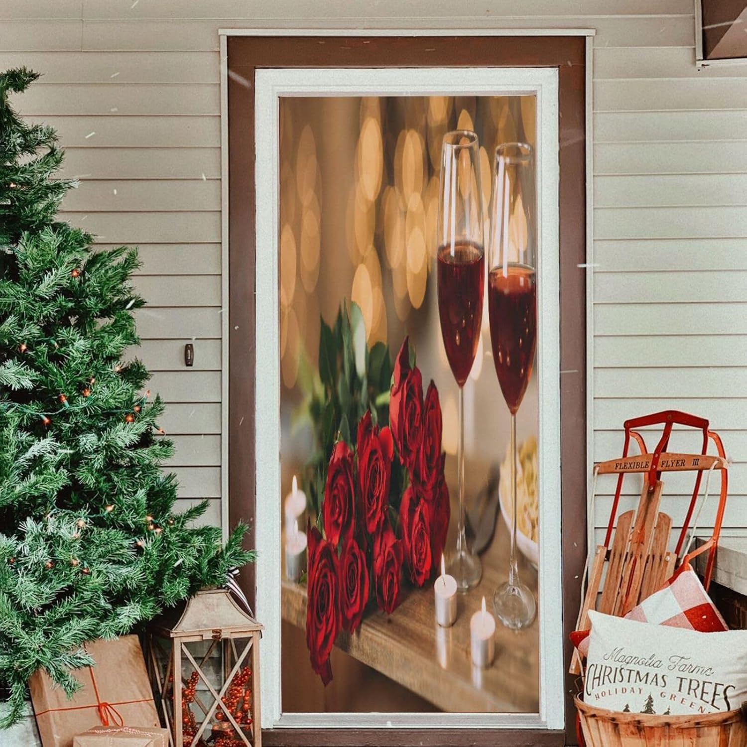 Susiyo Romantic Rose Halloween Door Cover 32x79 in