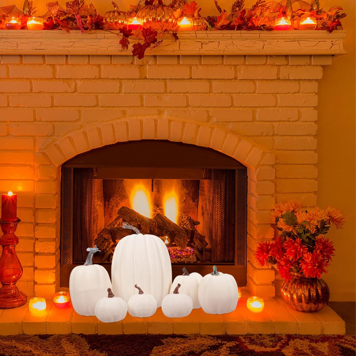 Garneck 7PCS Realistic Pumpkin Ornament for Halloween and Thanksgiving