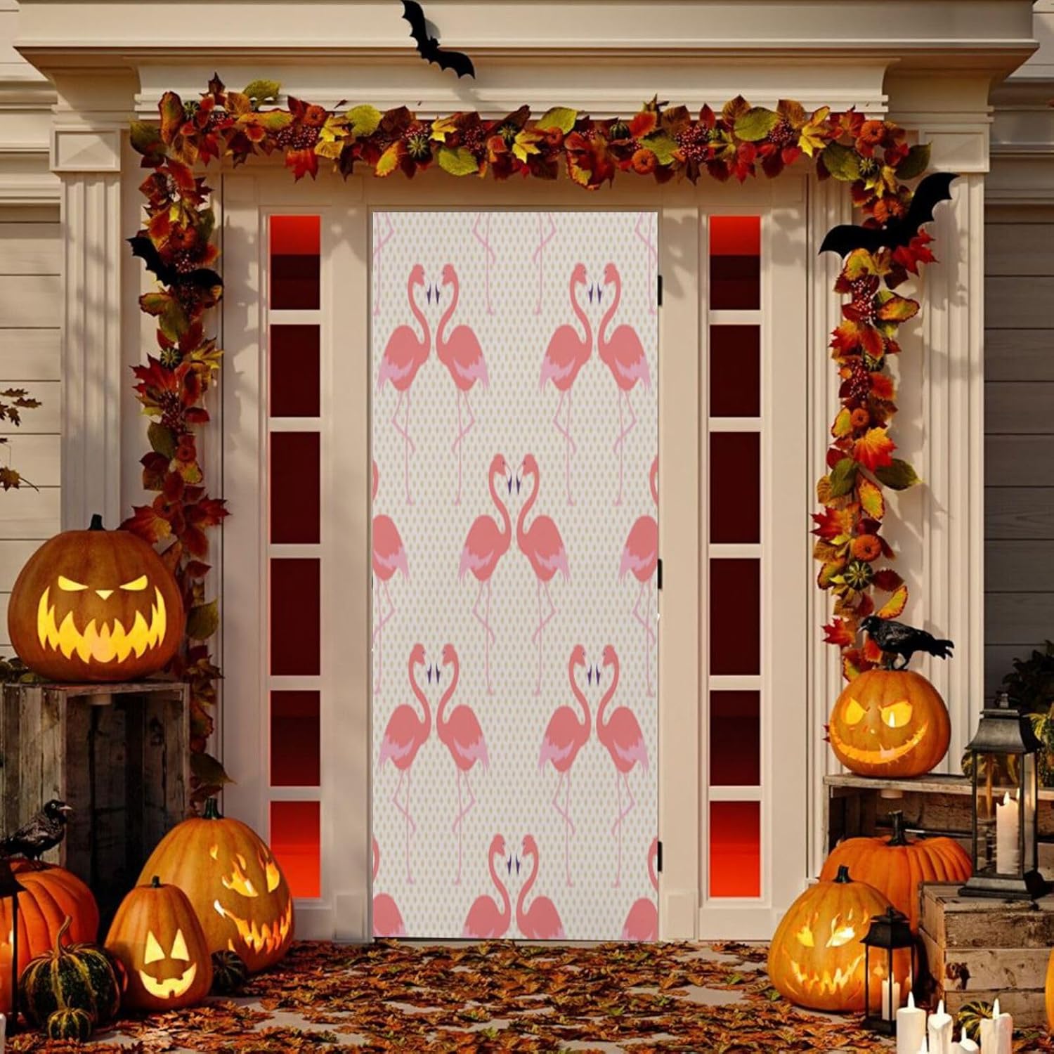 Susiyo Pink Flamingo Door Cover for Halloween Party