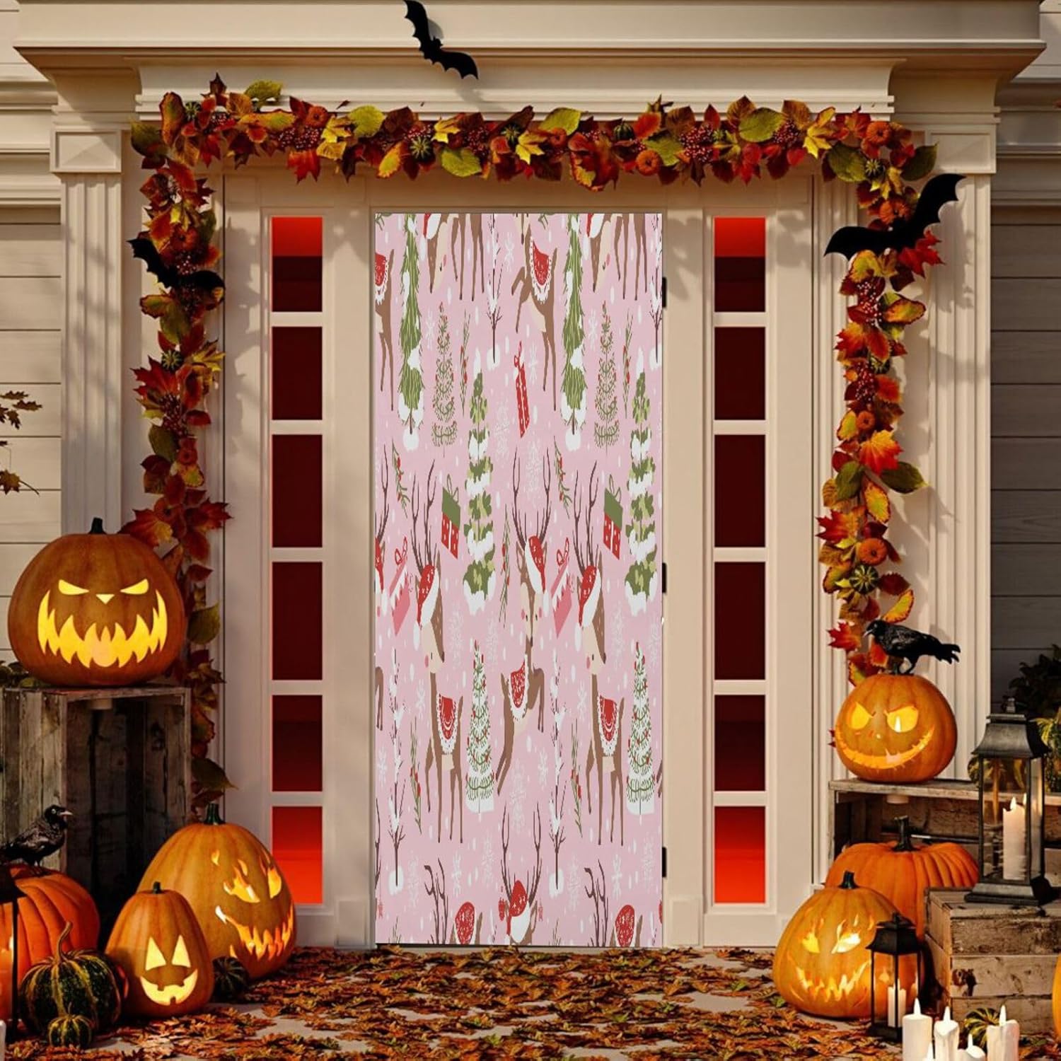 Susiyo Winter Deer Door Cover Christmas Decoration 32x79 in