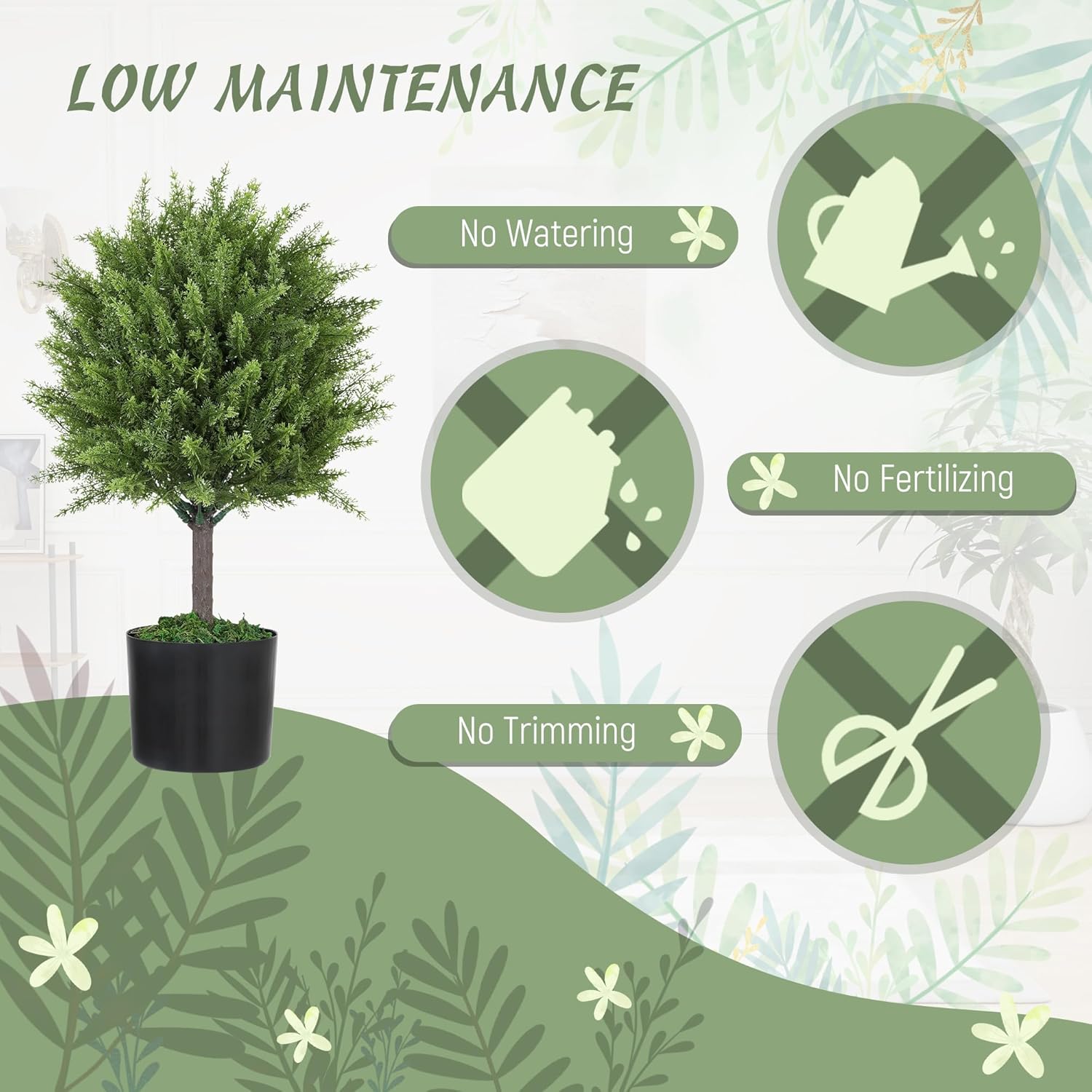 HOMCOM Artificial Topiary Set of 2 Indoor Outdoor Plants
