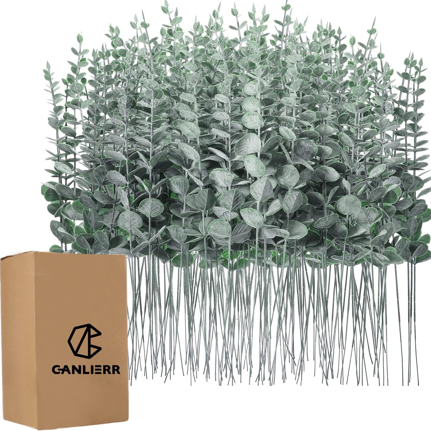 200 Pcs Dark Green Artificial Eucalyptus Stems