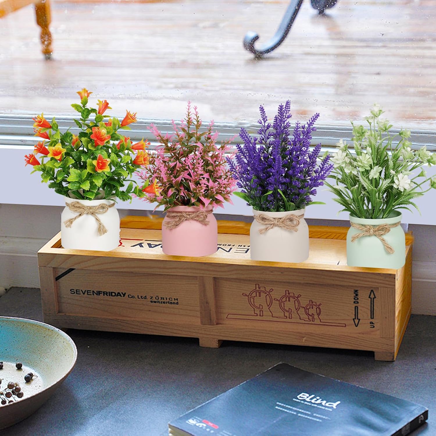 4pcs Artificial Potted Plants Set for Home Office Decor