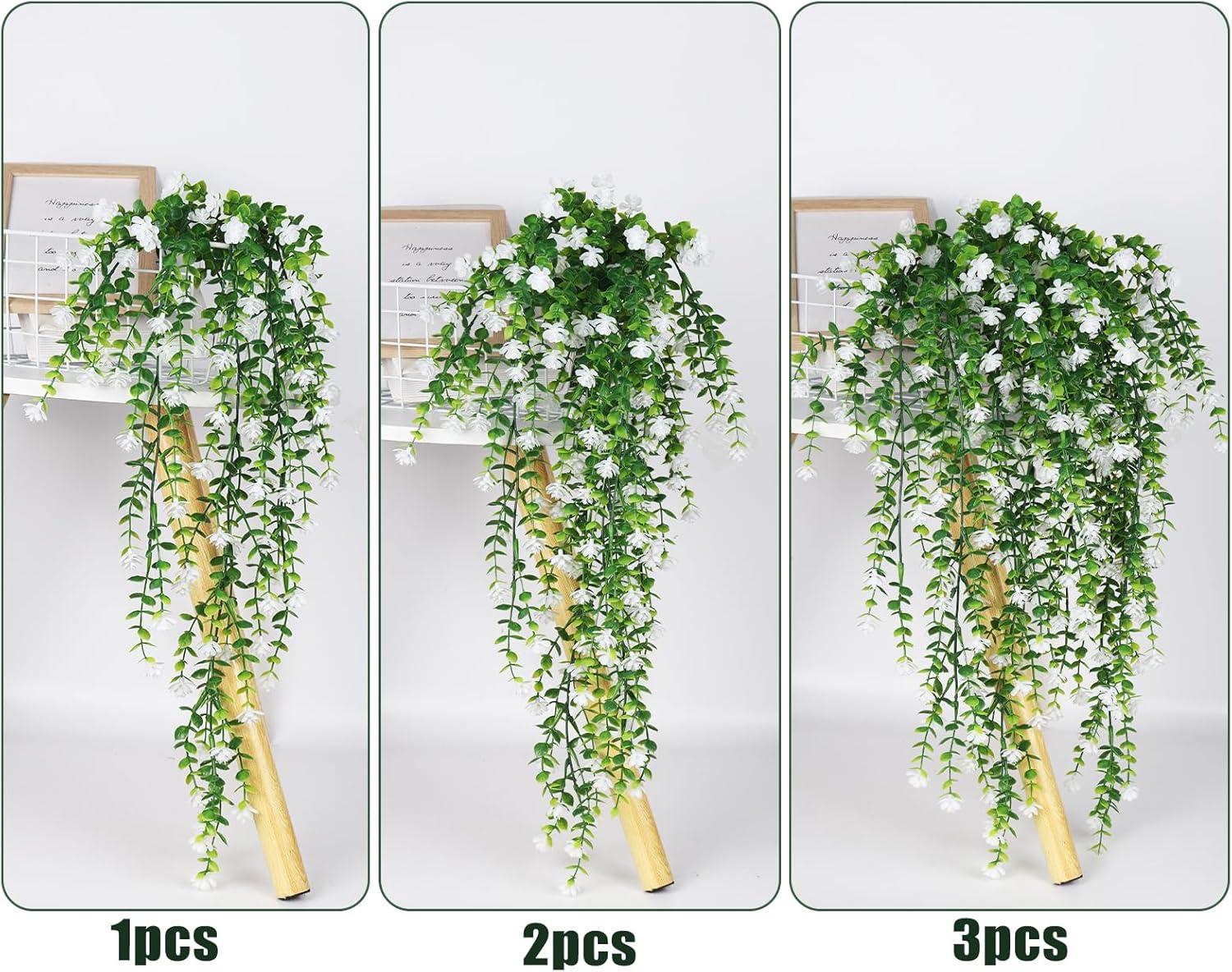 RECUTMS Artificial Hanging Plants White Set of 3