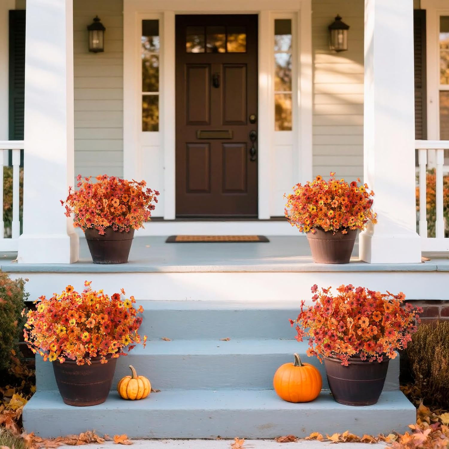Hommyea Artificial Fall Flowers 12 Bundles 4 Colors