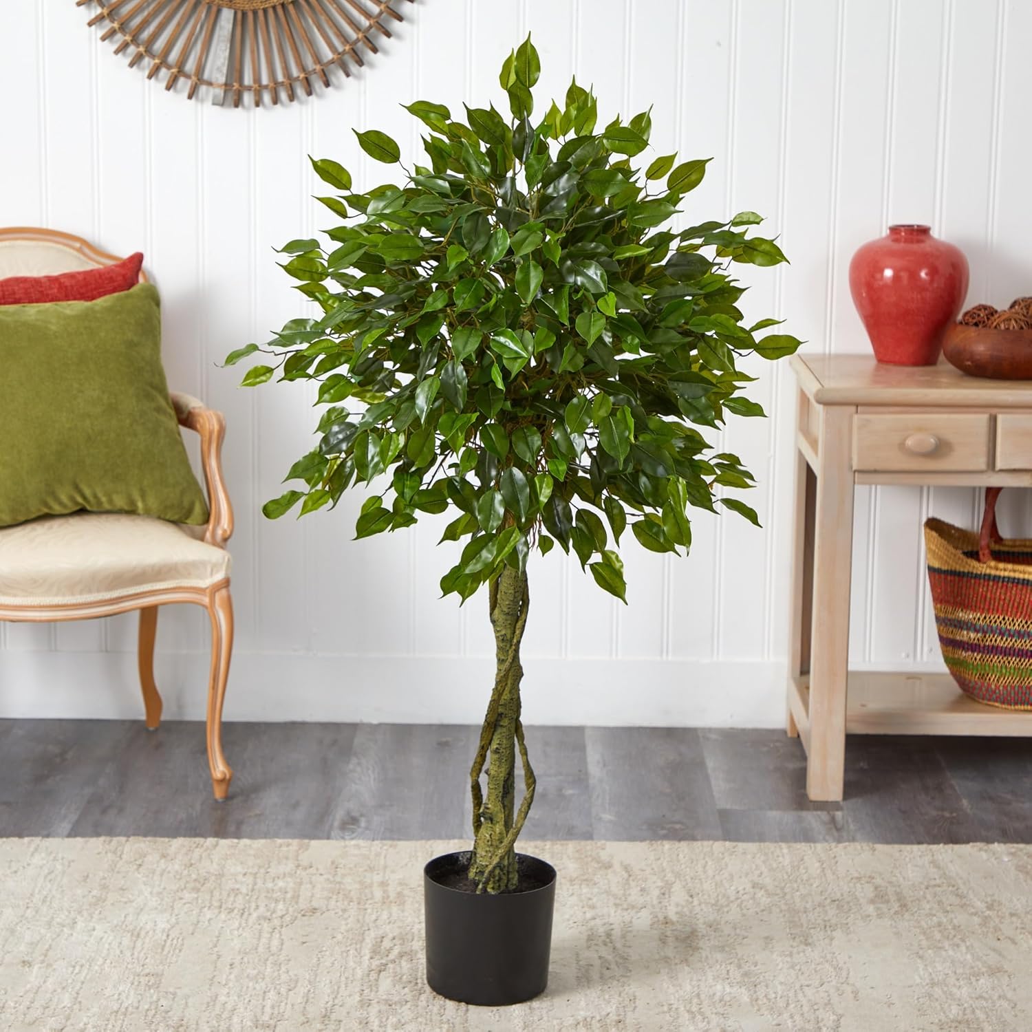 Nearly Natural 4ft Ficus Artificial Topiary Tree
