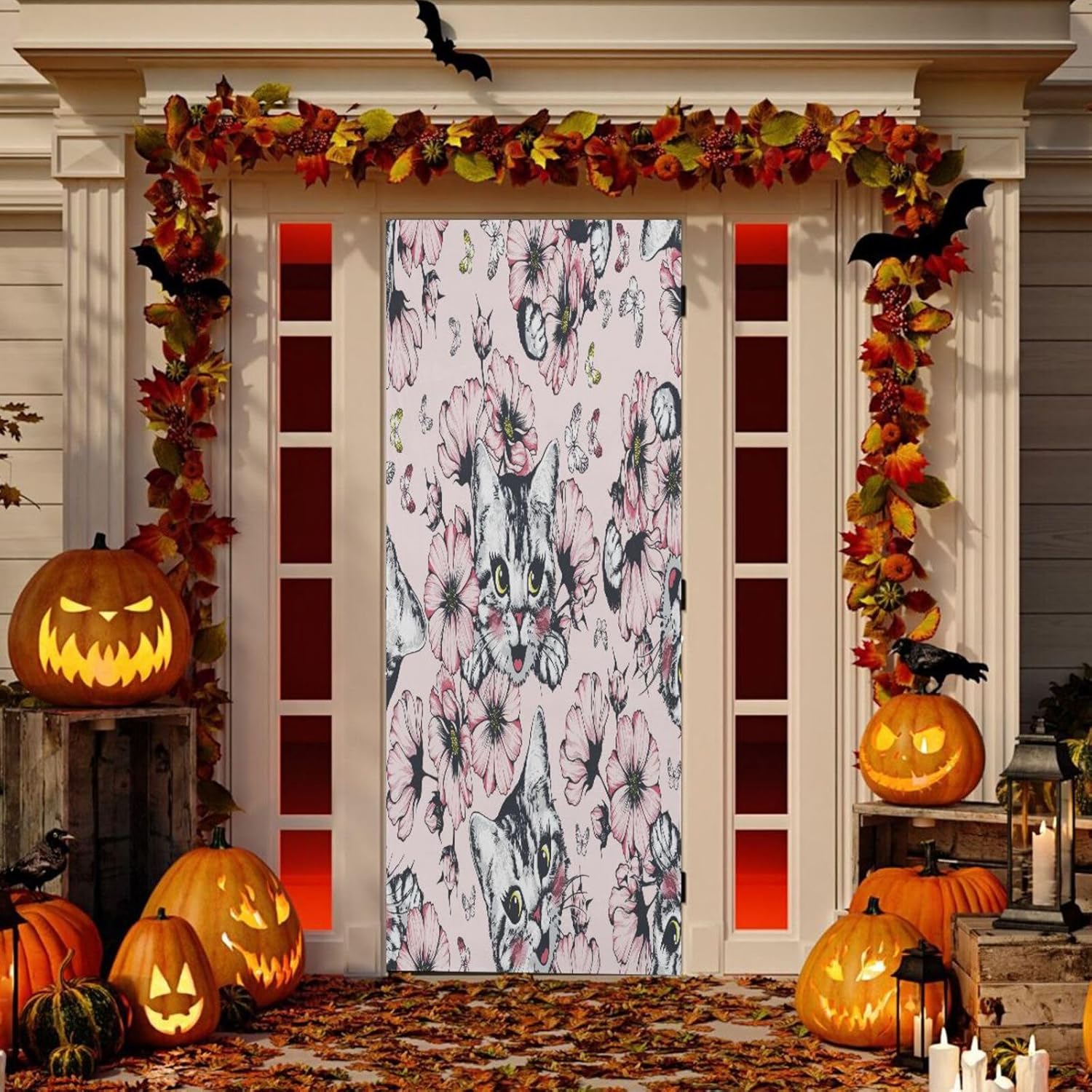 Susiyo Cat Halloween Door Decoration Cover 32x79 in