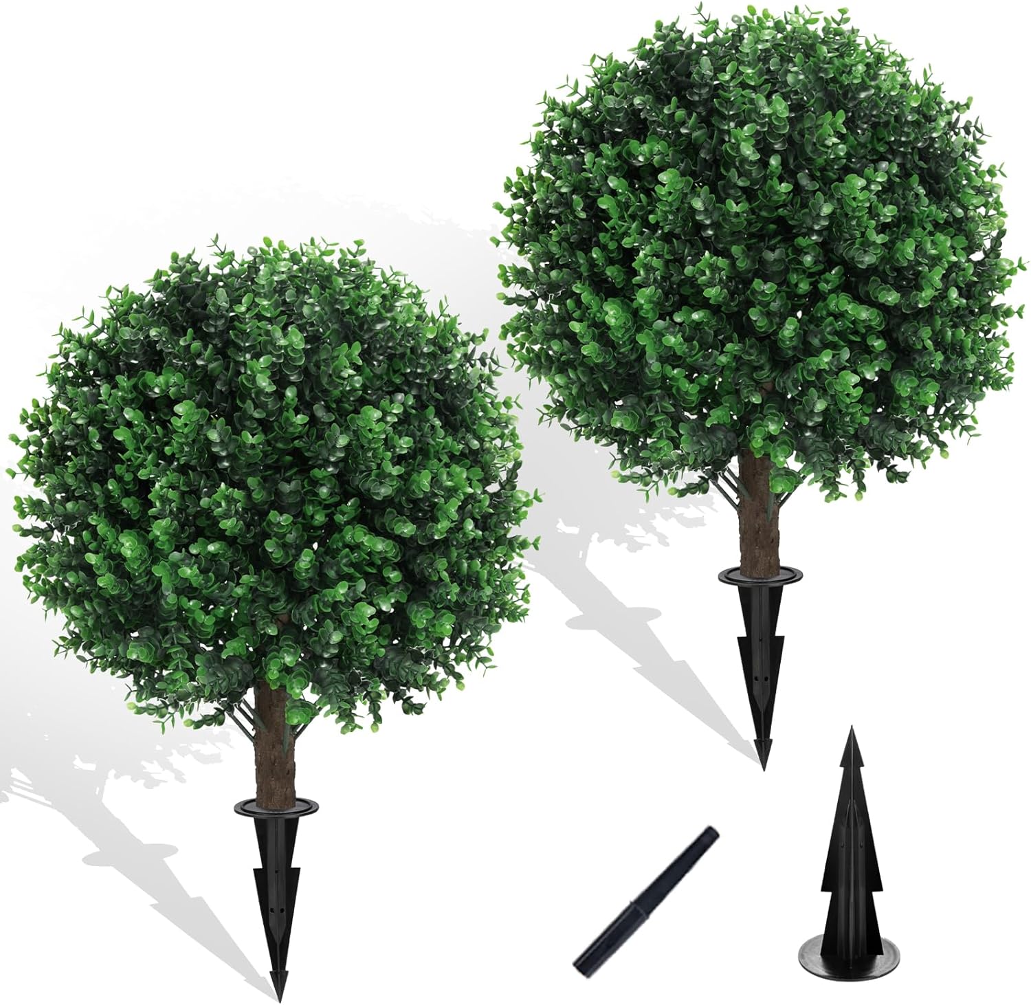 Artificial Boxwood Topiary Ball Set of 2 with Spike UV Resistant