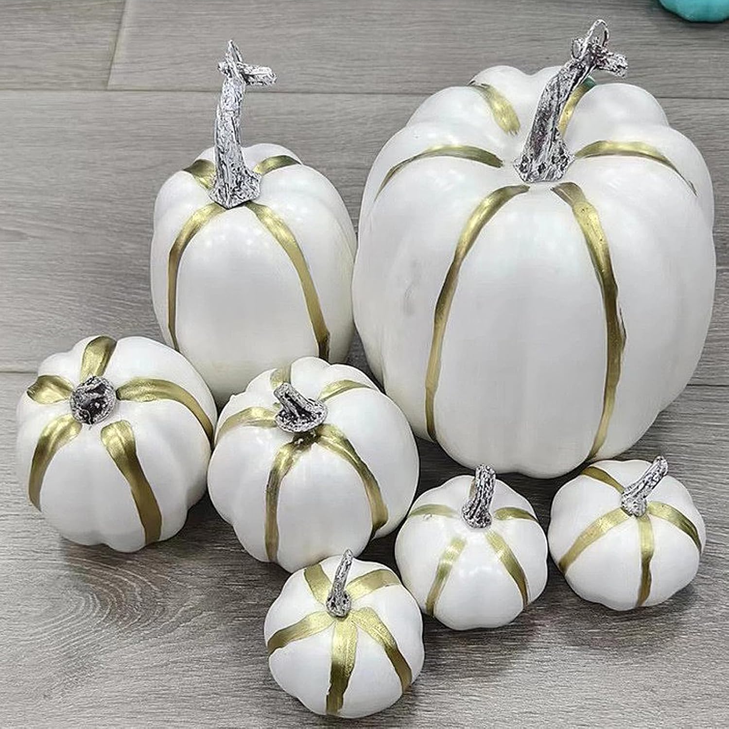 7PCS Artificial Pumpkins Decor Halloween Thanksgiving Autumn Party