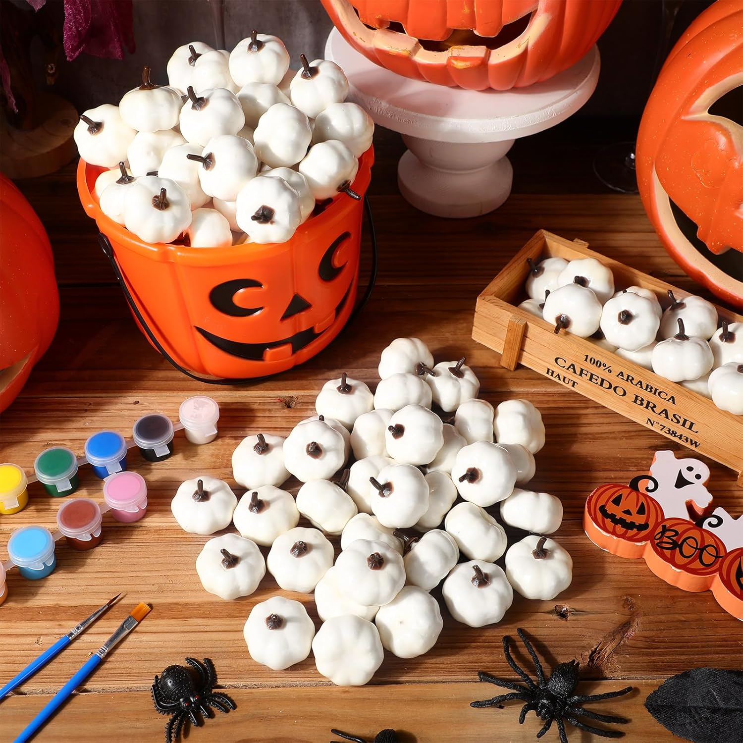 Thyle DIY Mini White Foam Pumpkins 200 Pcs Fall Decor