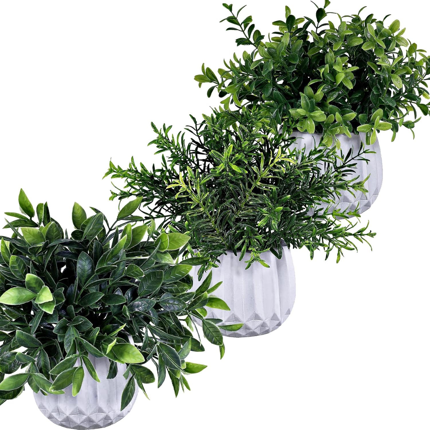 Winlyn 3 Pcs Artificial Potted Plants Set