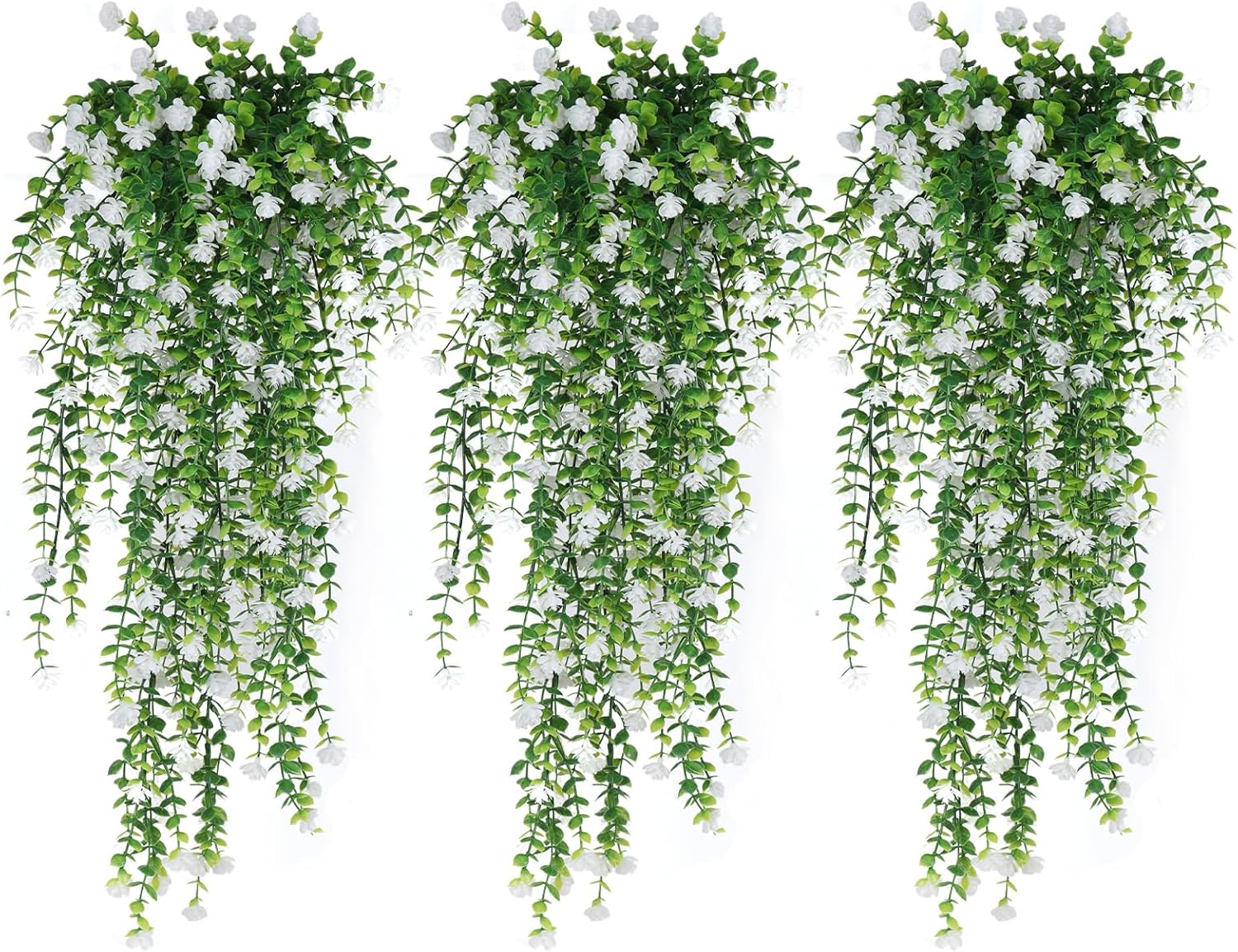 RECUTMS Artificial Hanging Plants White Set of 3