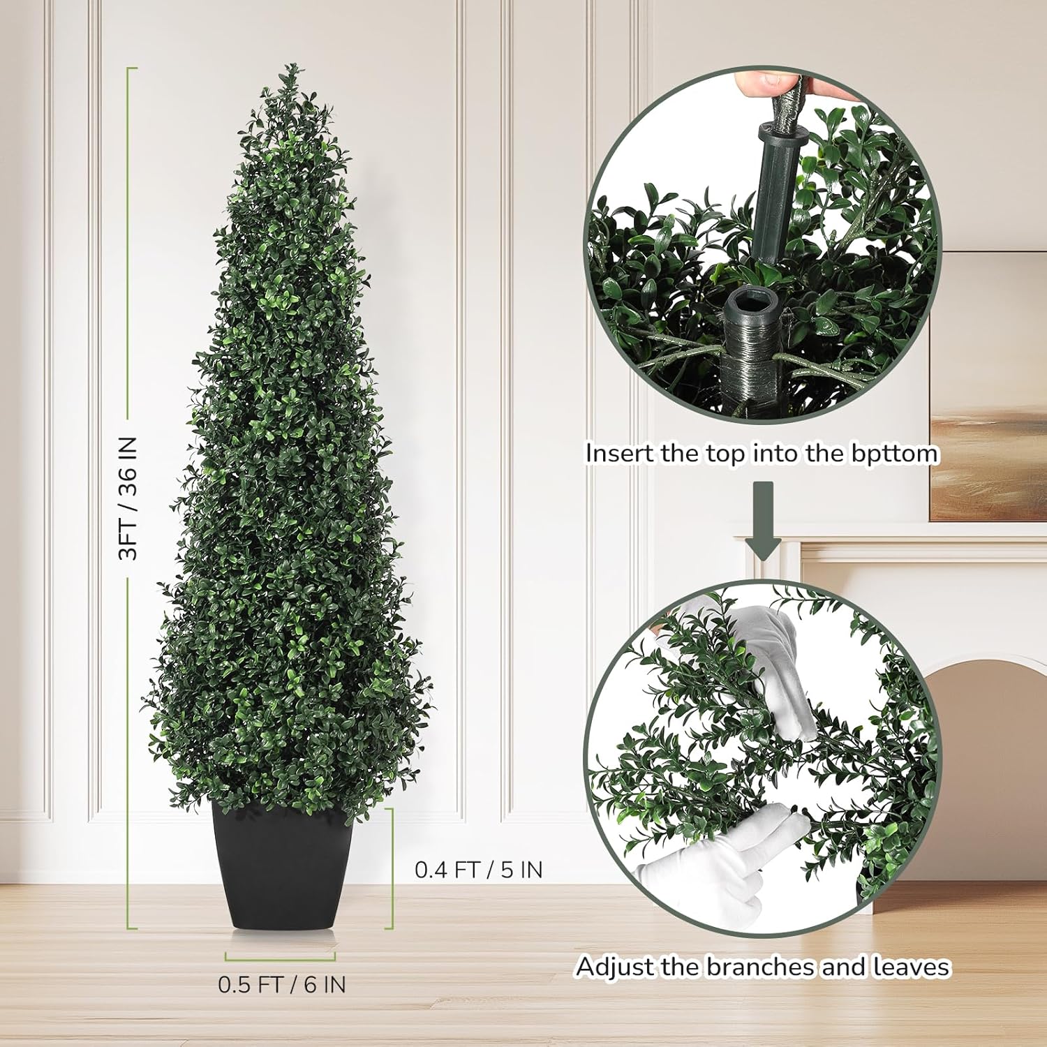GarveeHome Artificial Boxwood Topiary Trees Set of 2