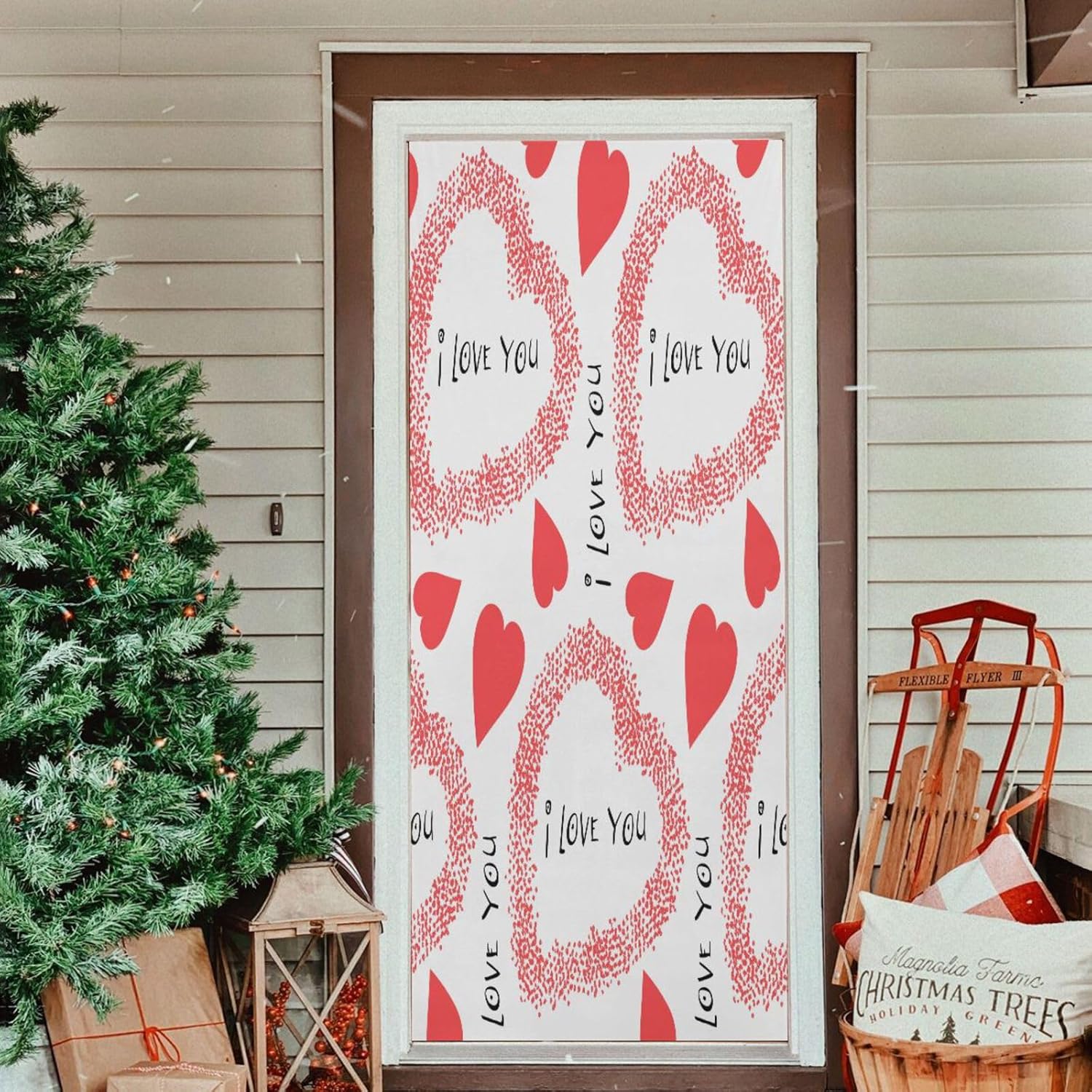 Susiyo Plush Red Heart Halloween Door Cover 32x79 In