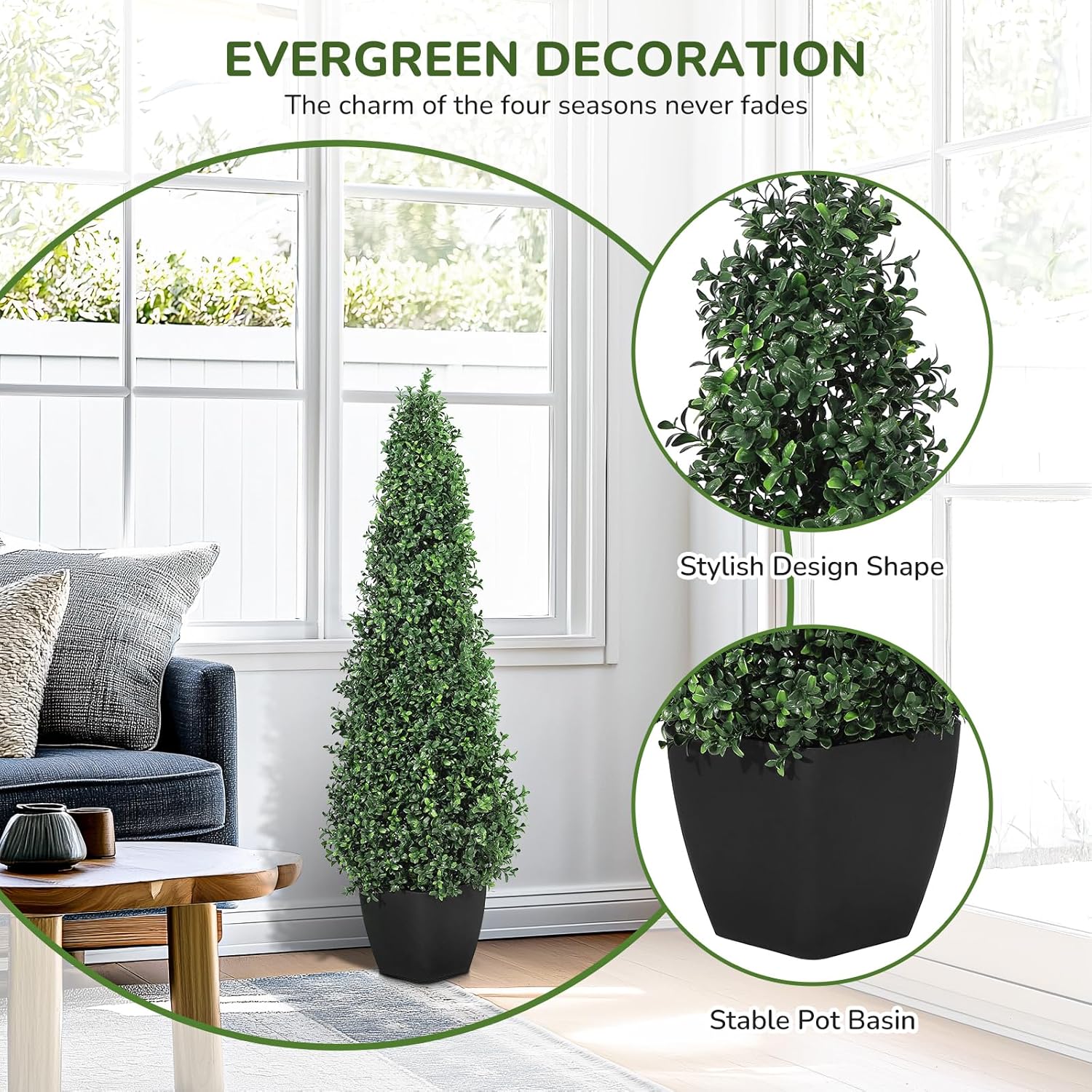 GarveeHome Artificial Boxwood Topiary Trees Set of 2