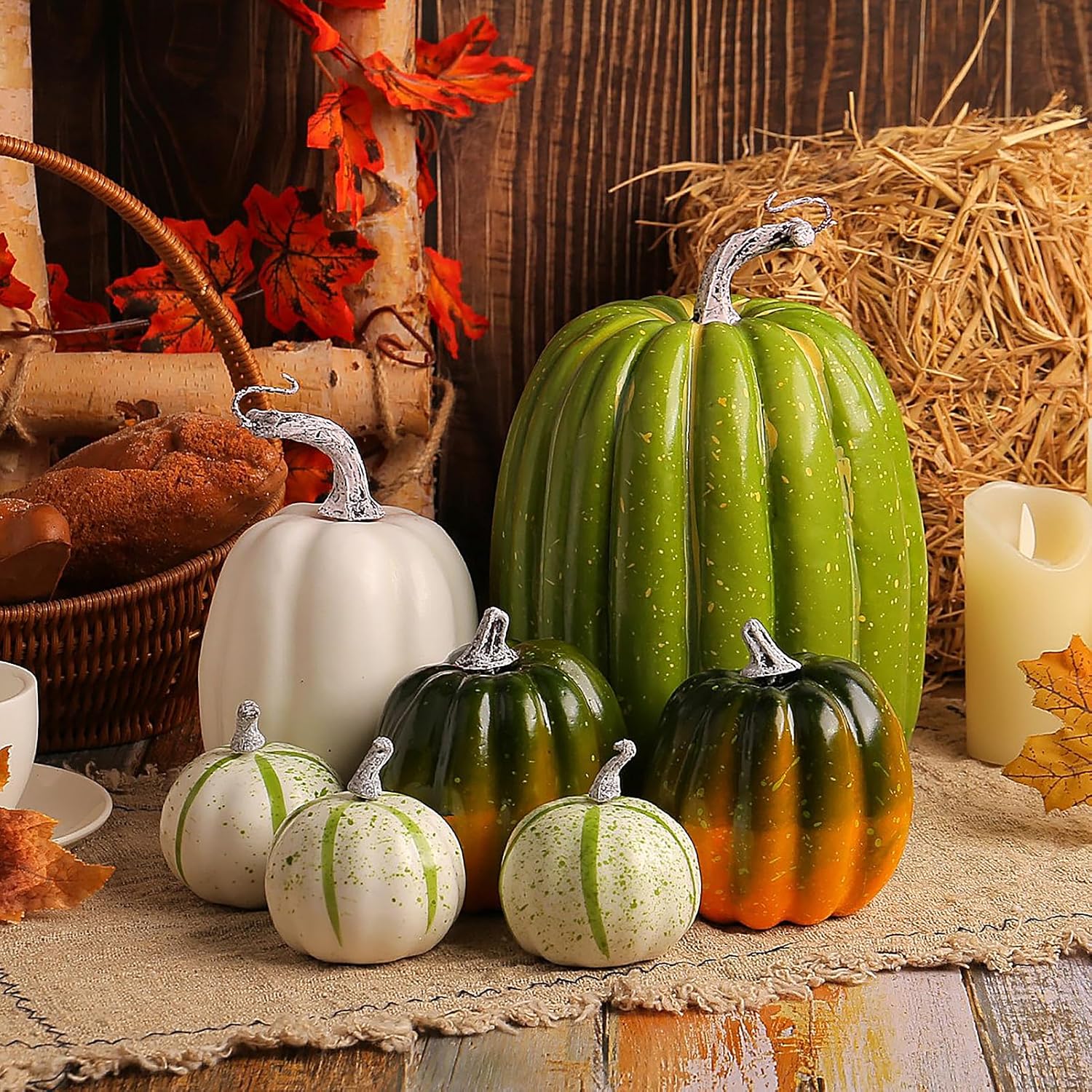 Keebgyy Artificial Pumpkin Ornament Set