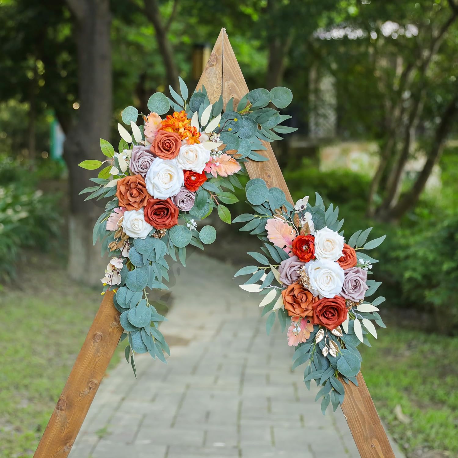 Burnt Orange Wedding Arch Flowers Set of 2