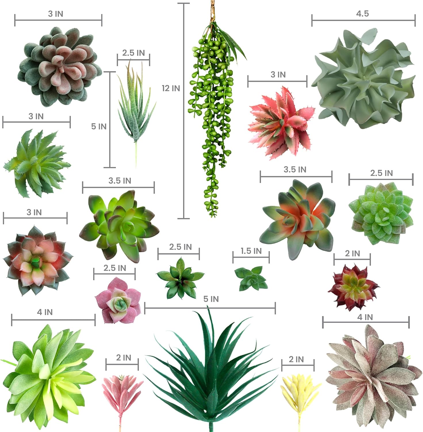 DECOROUS Realistic Fake Succulents 20 Pack Artificial Plants