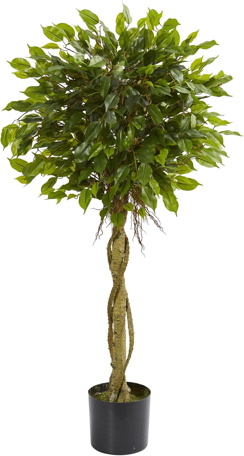 Nearly Natural 4ft Ficus Artificial Topiary Tree
