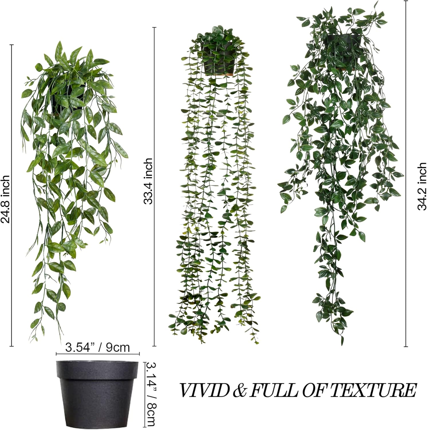 Sggvecsy 3 Pack Artificial Hanging Plants for Home Decor