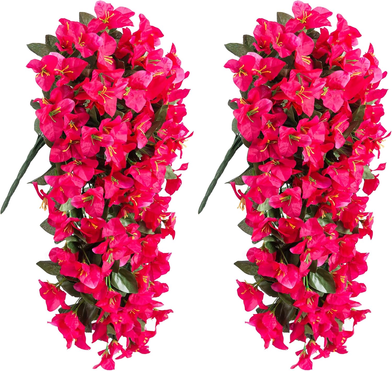 HyeFlora Artificial Bougainvillea Hanging Flowers 2pcs Hot Pink