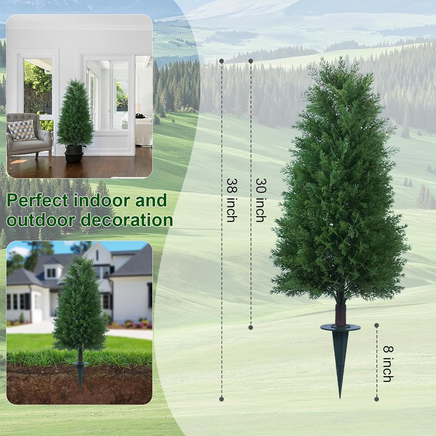Howngyesimu 3FT Artificial Cedar Topiary Trees 2 Pack