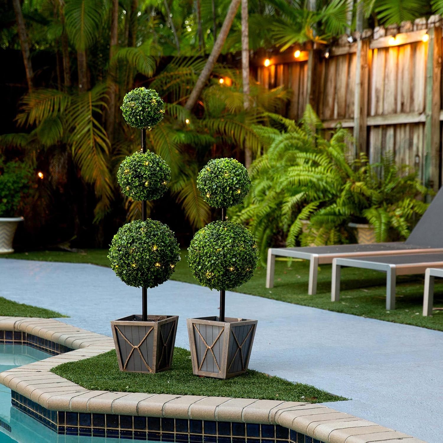Nearly Natural 3ft UV Resistant Artificial Topiary with LED Lights