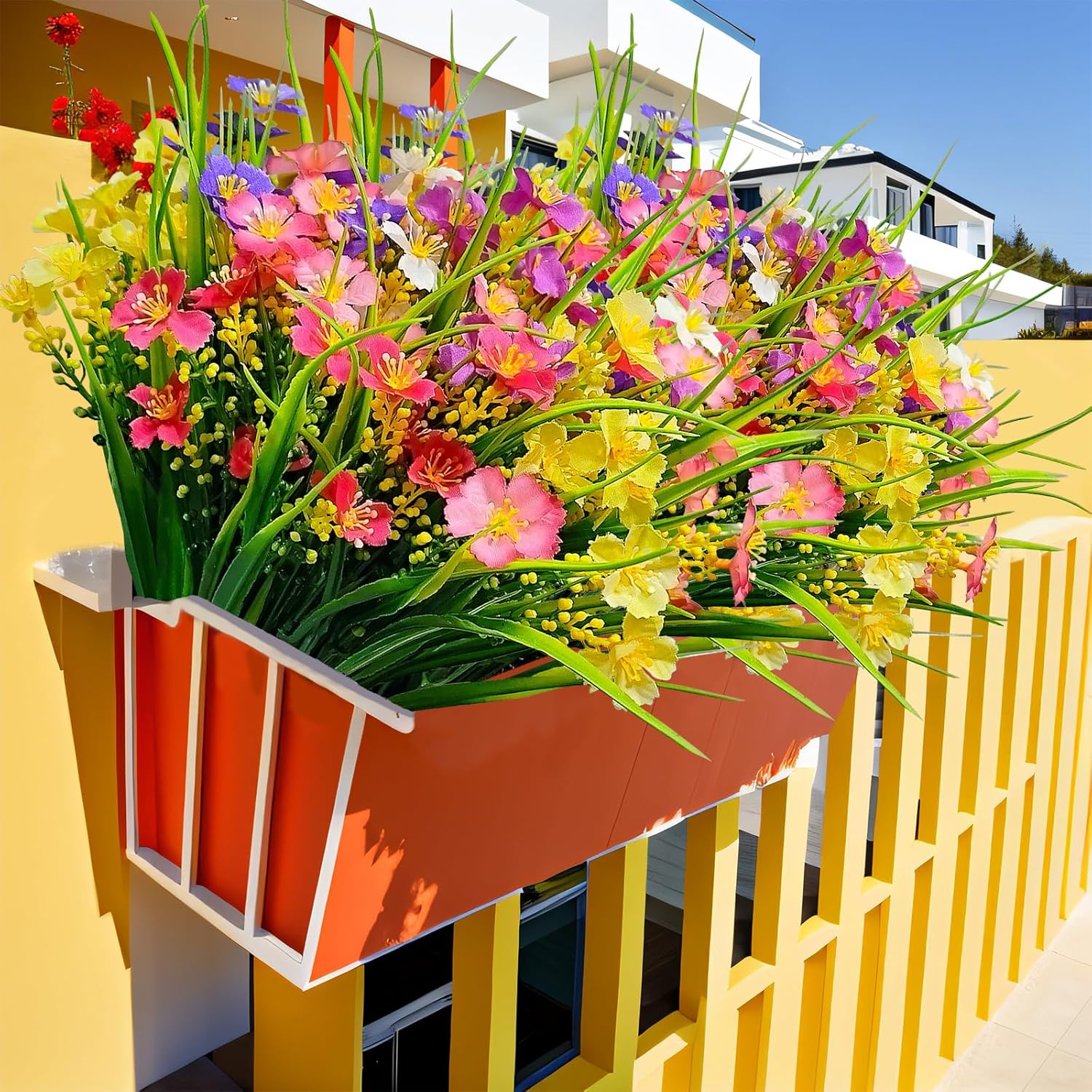 Kinisty Artificial Flowers 12 Bundles UV Resistant Outdoor Decor