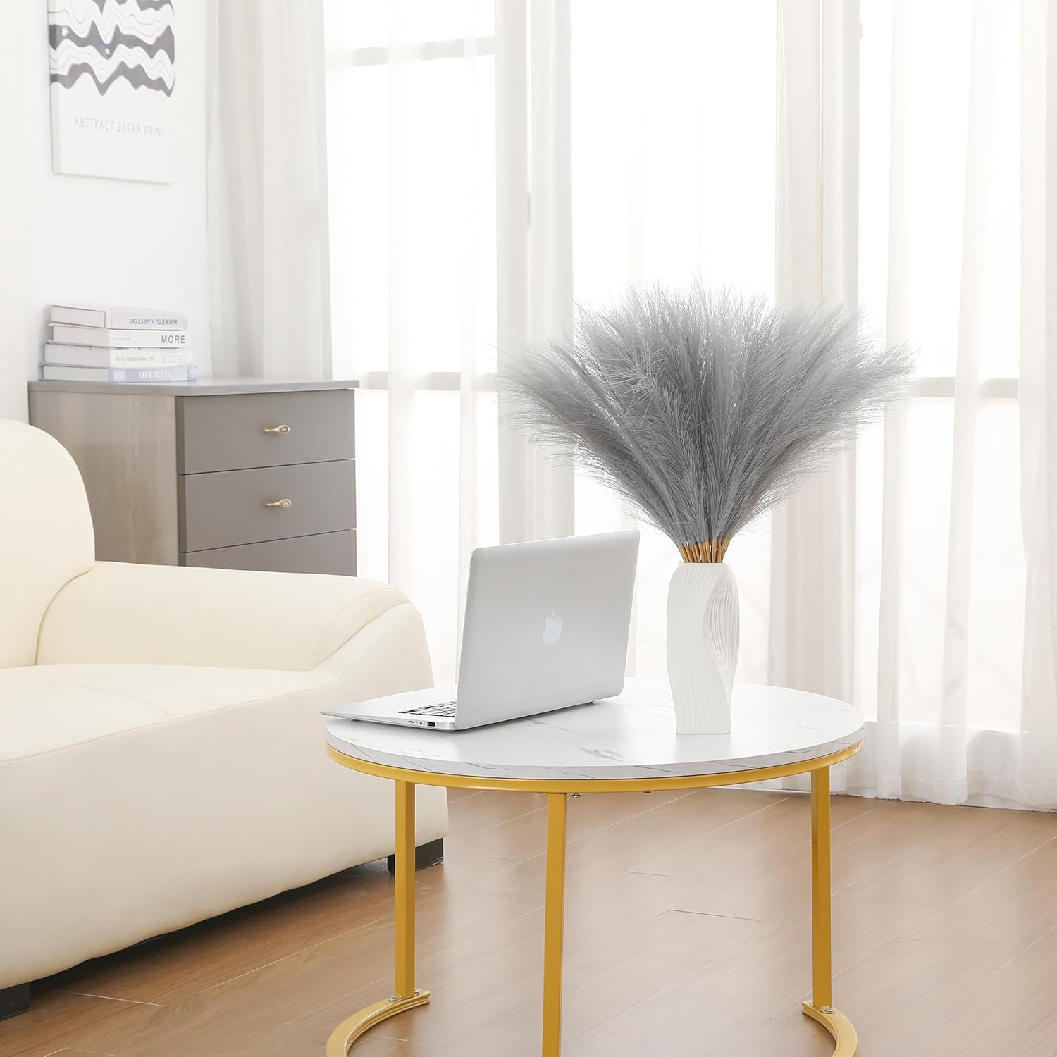 30pcs 22 Inch Grey Faux Pampas Grass Decor