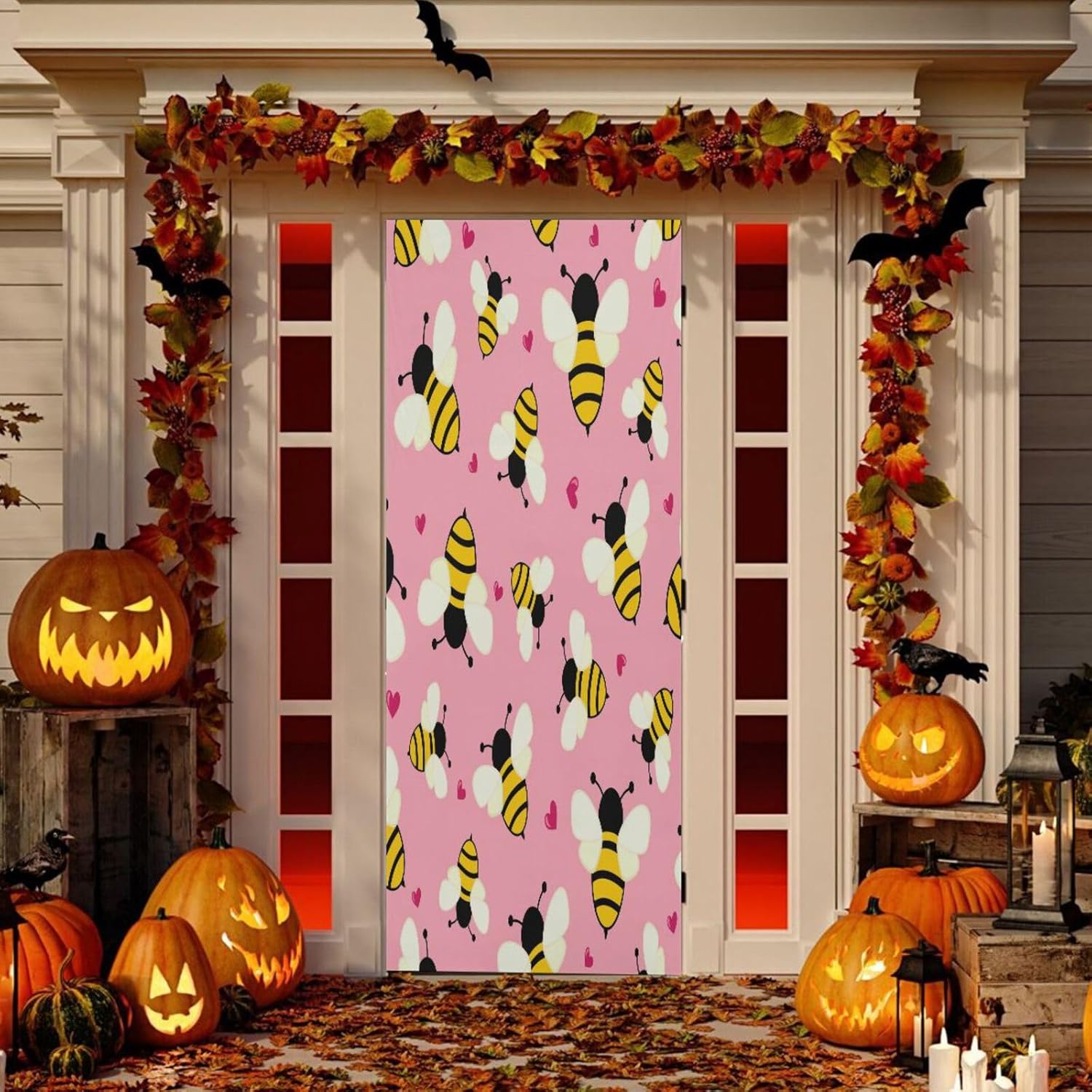 Susiyo Tiny Bee Halloween Door Cover Stretch Fabric 32x79 in