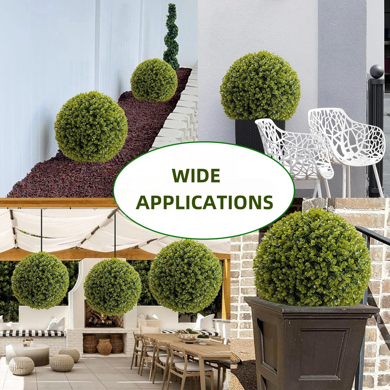 17 Inch Artificial Topiary Balls Set of 2 for Outdoor