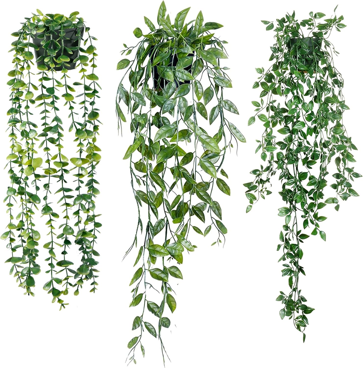 Sggvecsy 3 Pack Artificial Hanging Plants for Home Decor