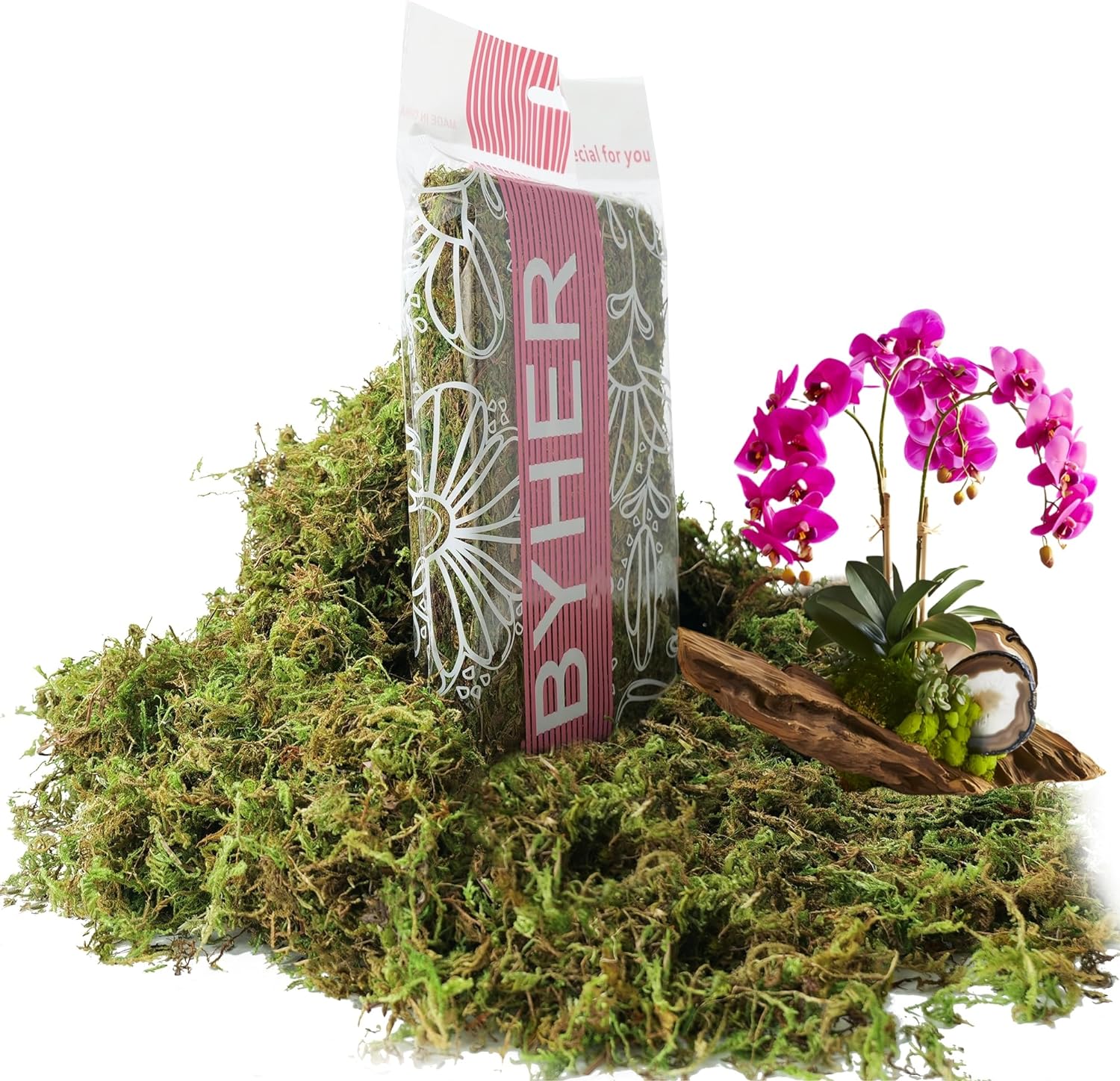 BYHER Artificial Green Moss for Indoor Planters and Crafts