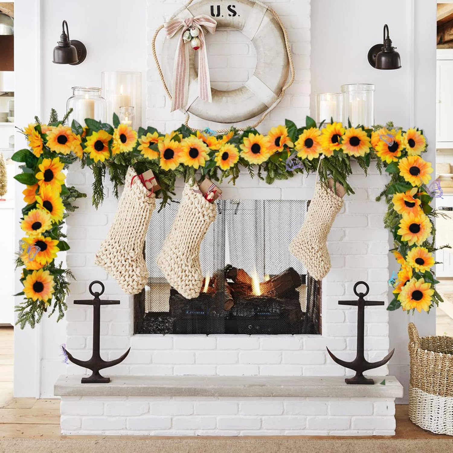 4 Pack Silk Sunflower Garland for Fall Decor