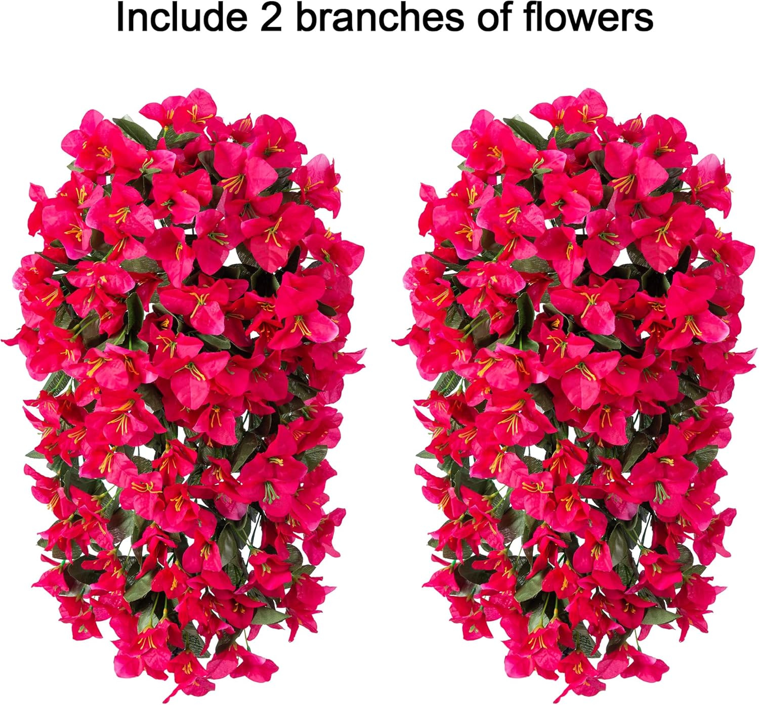 HyeFlora Artificial Bougainvillea Hanging Flowers 2pcs Hot Pink