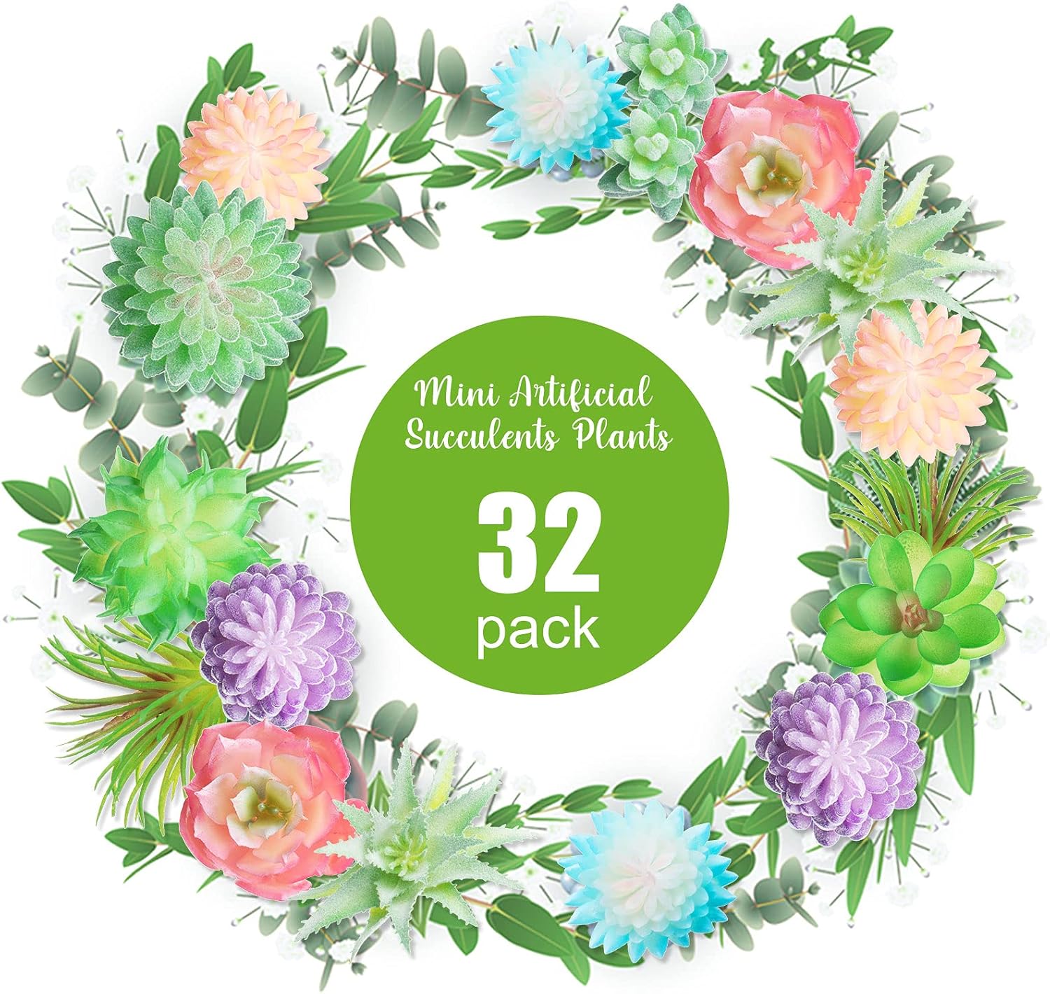 Jutom 32 Pieces Mini Artificial Succulents for Home Decor