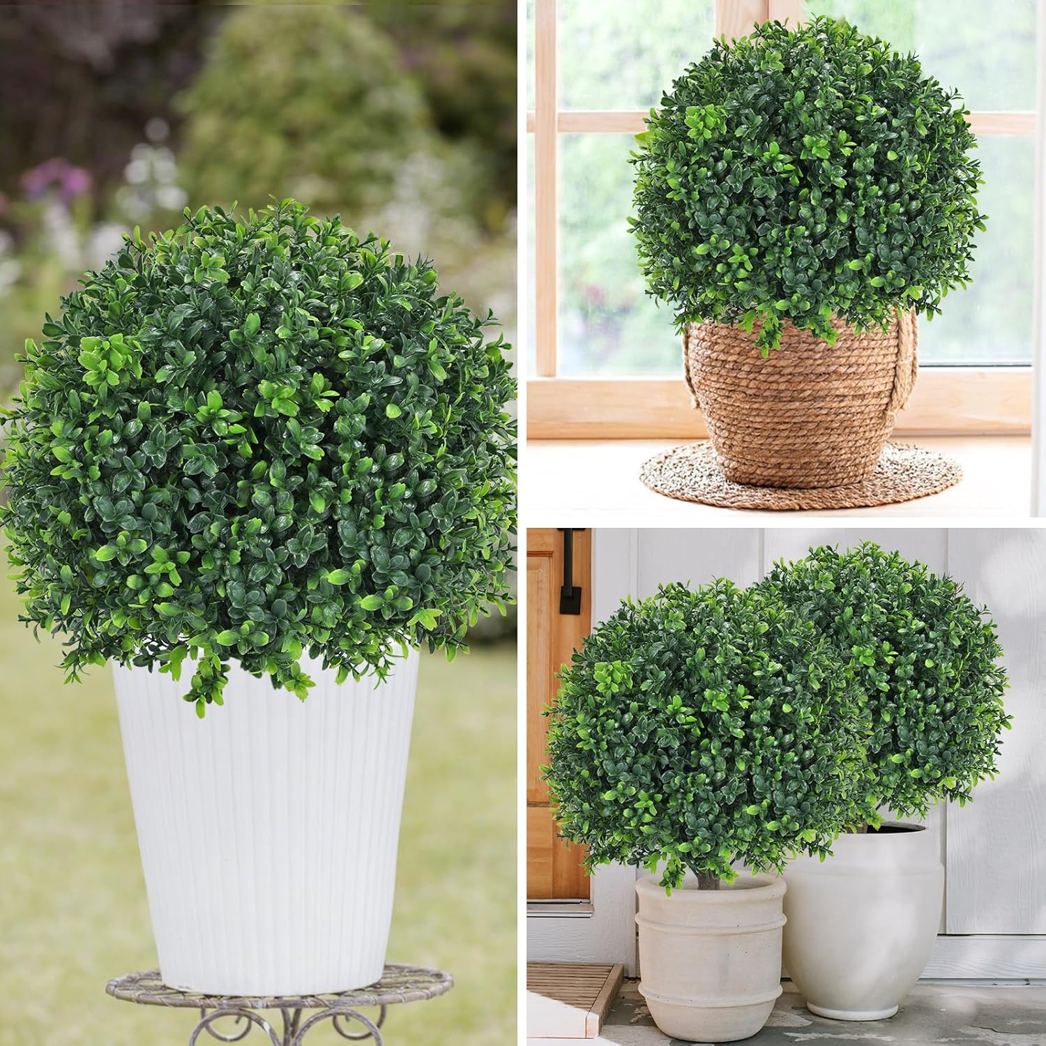 Artificial Boxwood Topiary Ball Tree 24 Set of 2