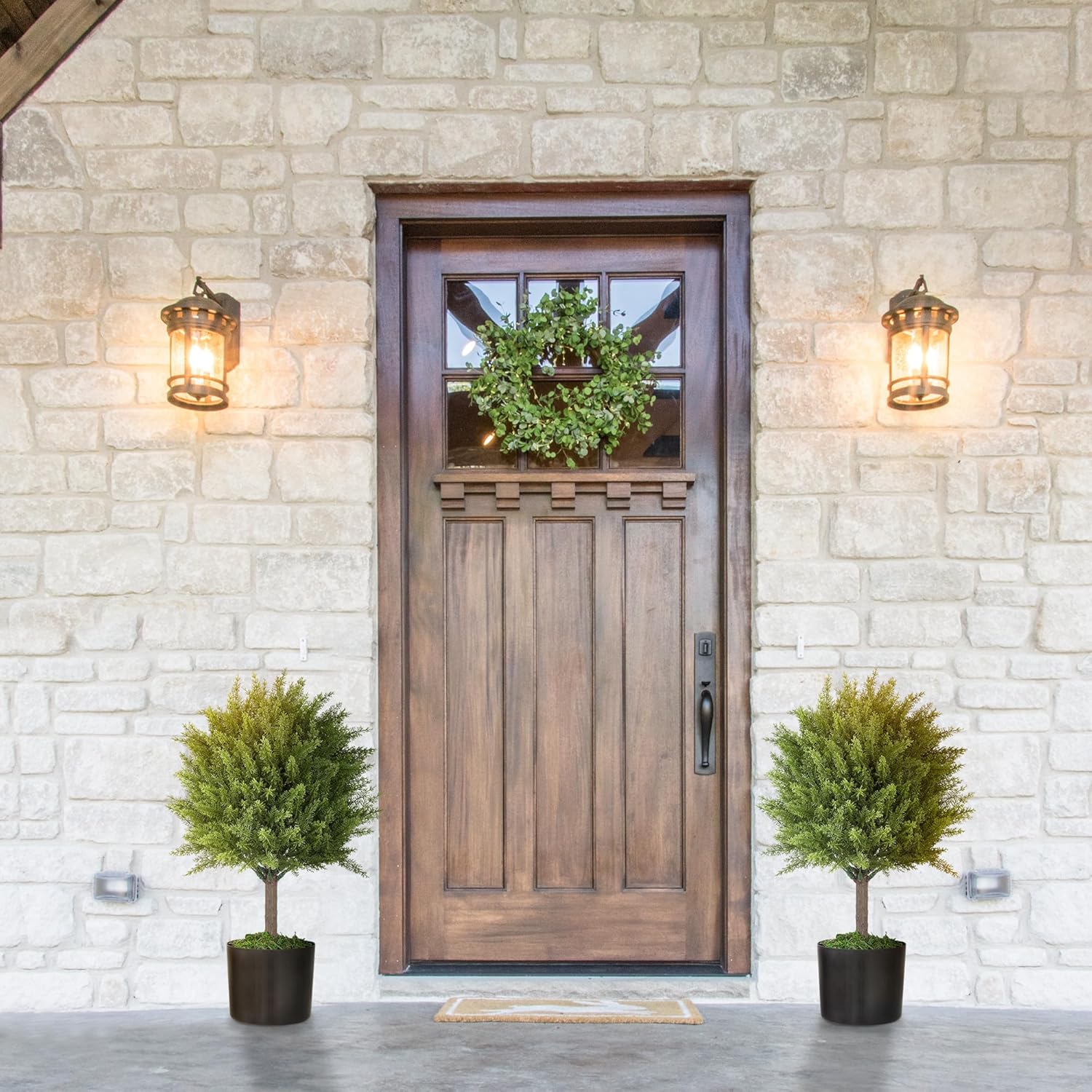 HOMCOM Artificial Topiary Set of 2 Indoor Outdoor Plants