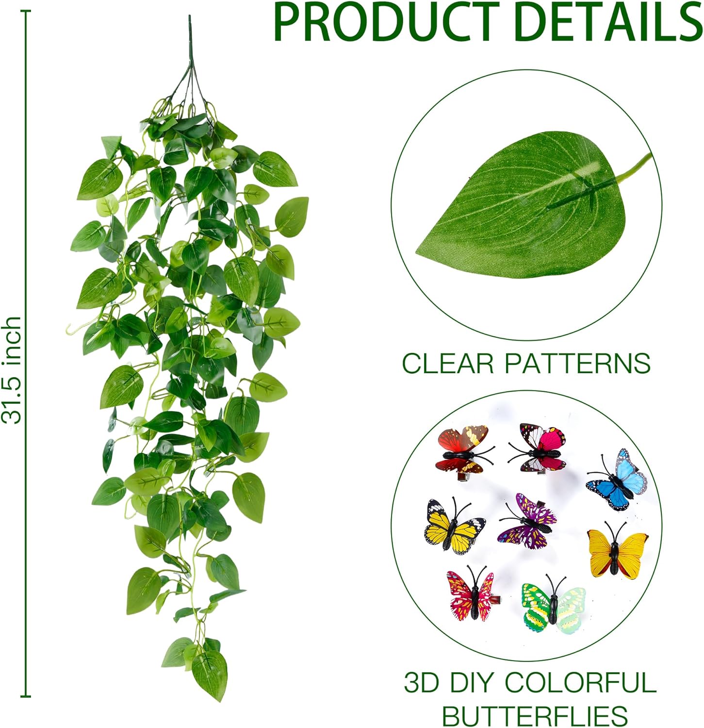 Sggvecsy 4 Pc Artificial Hanging Ivy Plants No Baskets