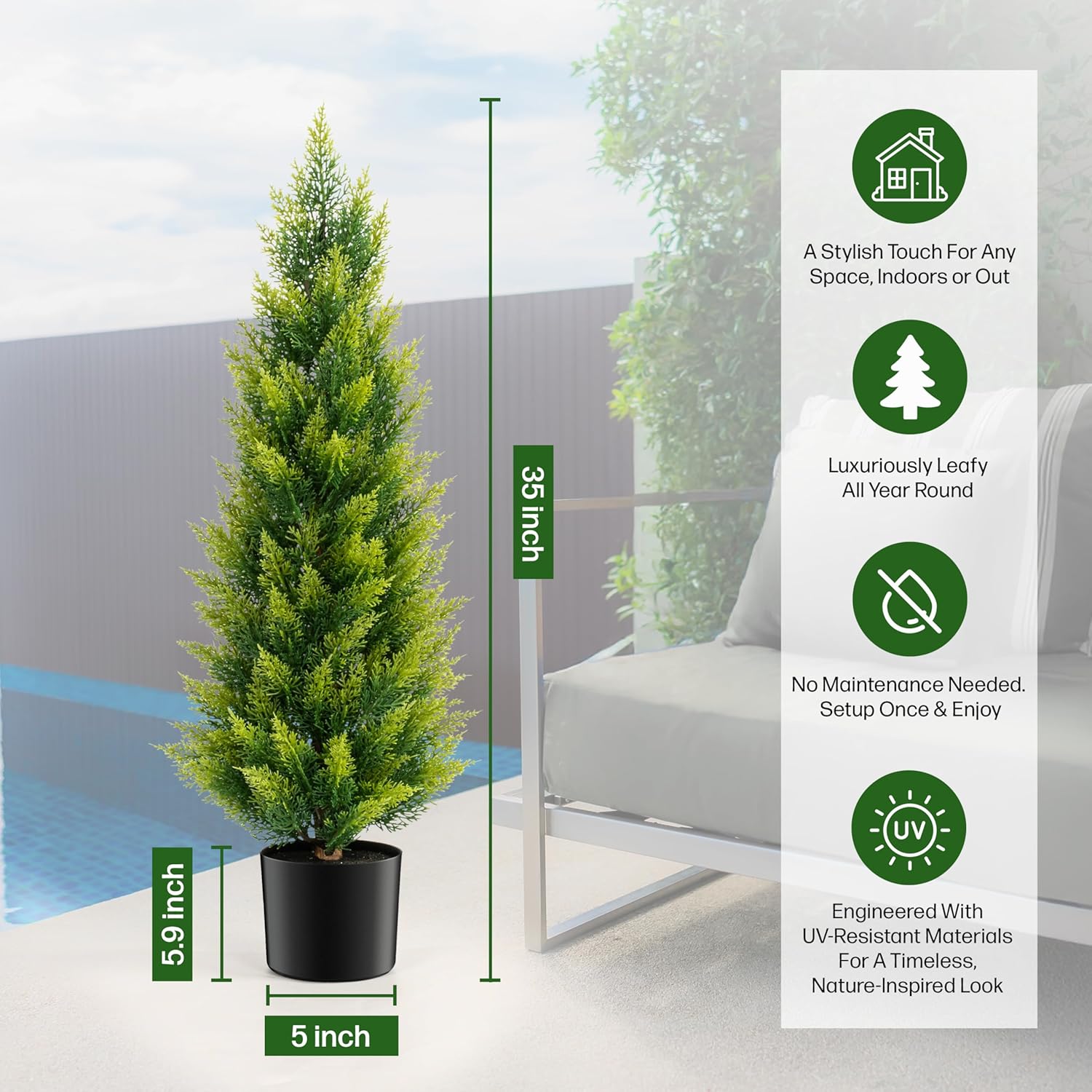 Kivana Artificial Cedar Tree 3ft Set of 2