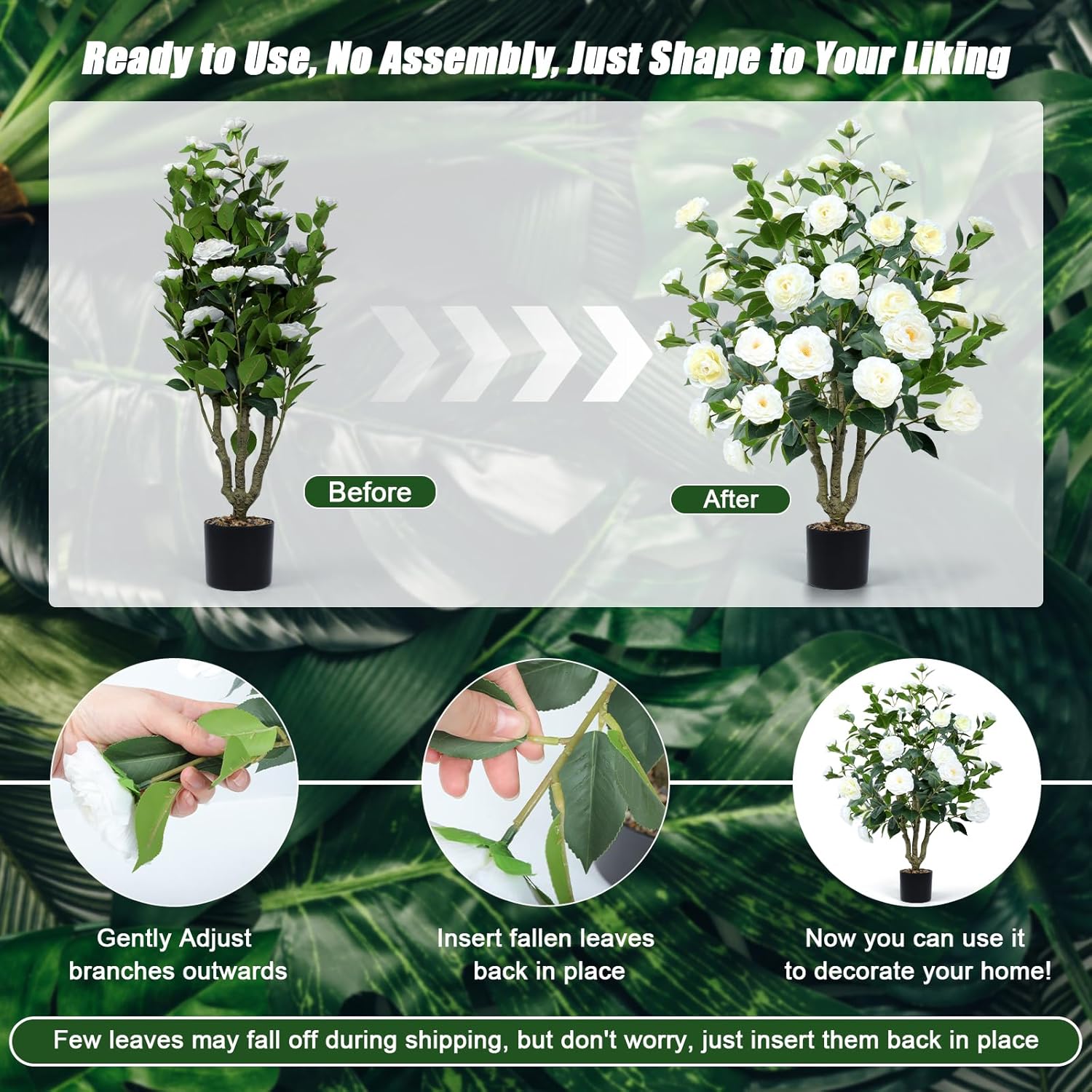 Lifelike Artificial Camellia Tree 2 Pack
