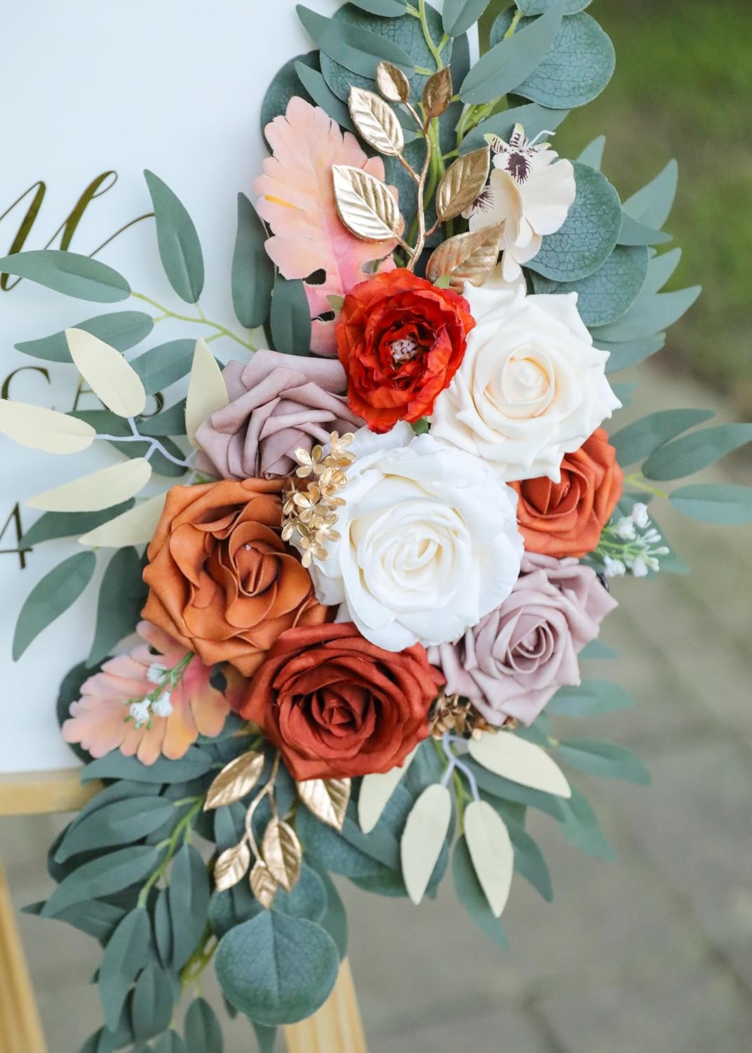 Burnt Orange Wedding Arch Flowers Set of 2