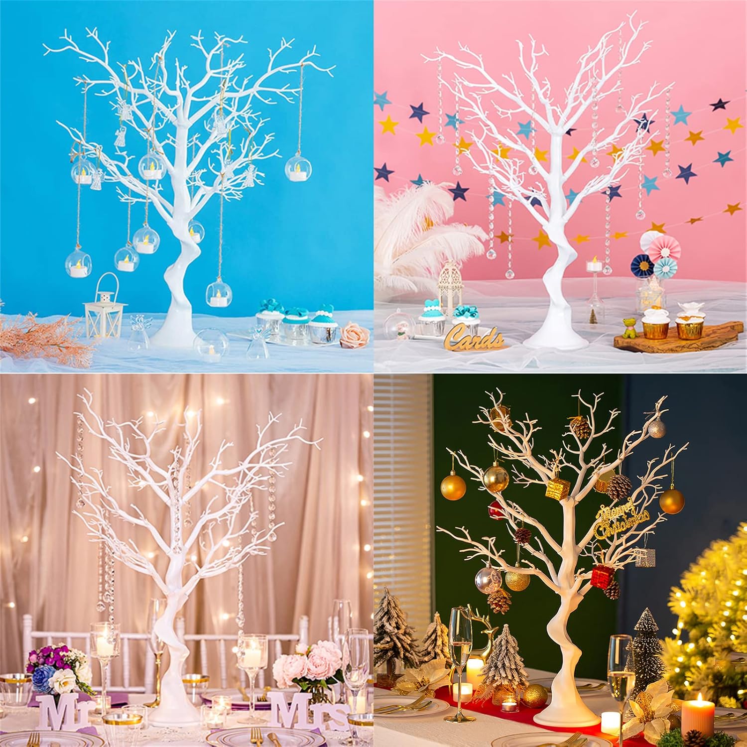Sziqiqi White Artificial Tree Centerpiece for Weddings Parties Christmas