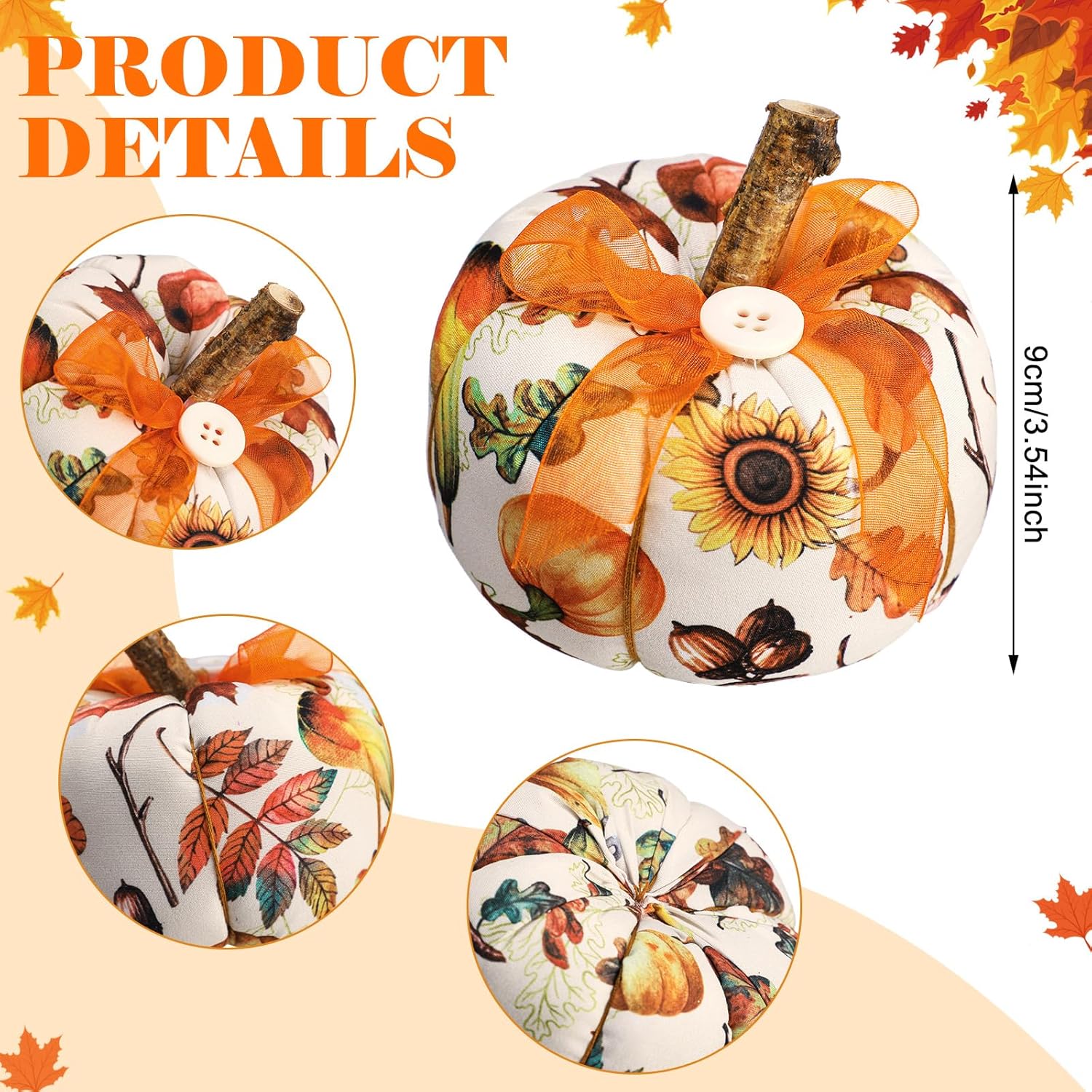 Chunful 6PCS Artificial Pumpkins Fall Decor Set