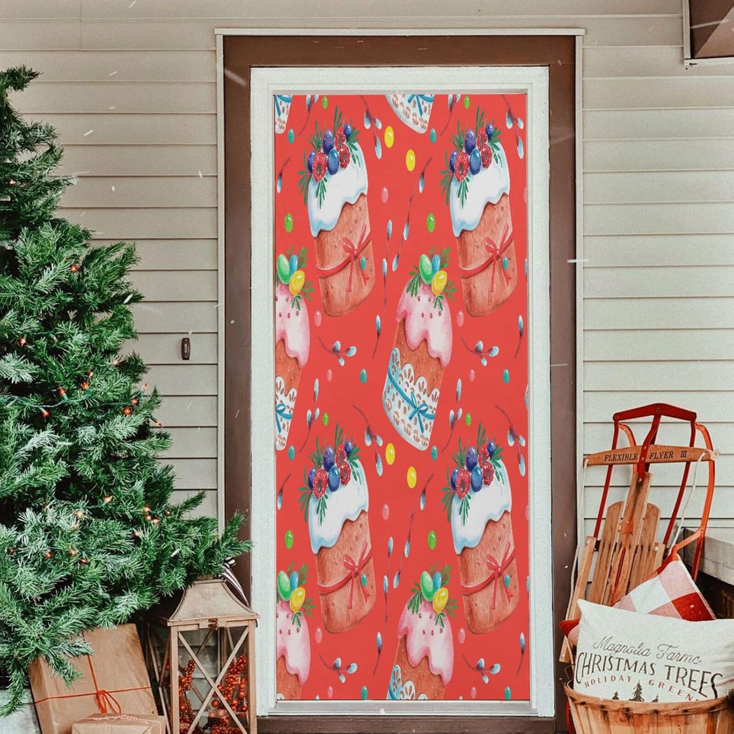 Susiyo Stretch Fabric Christmas Door Cover 32x79 in