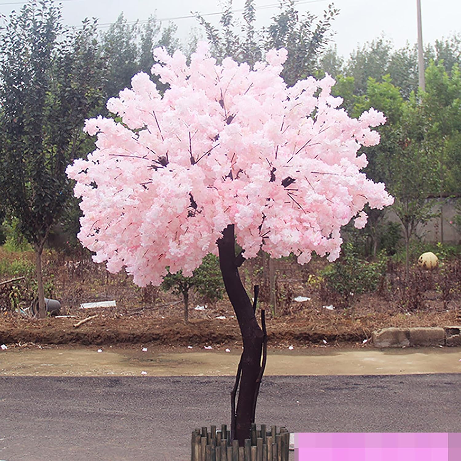 QIUPAI Peach Flower Artificial Cherry Blossom Tree