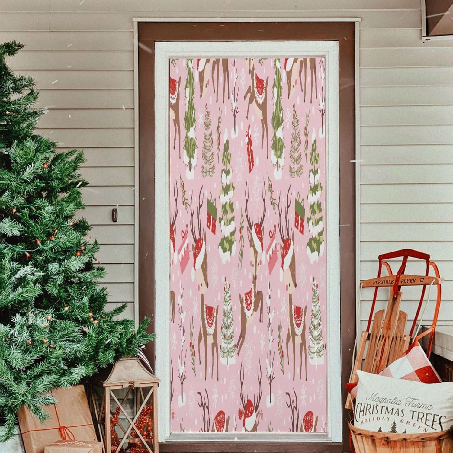 Susiyo Winter Deer Door Cover Christmas Decoration 32x79 in