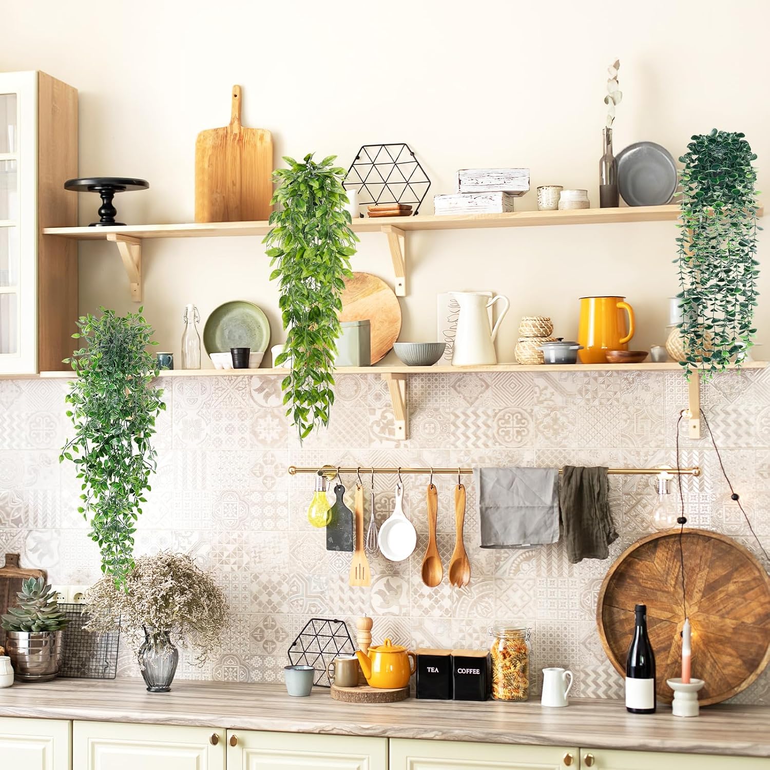 Artificial Hanging Plants 3 Pack for Wall Decor